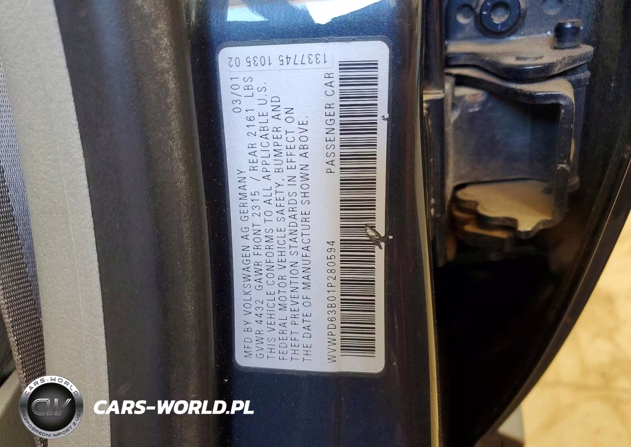 2001 Volkswagen Passat Gls VIN:WVWPD63B01P280594 - 12