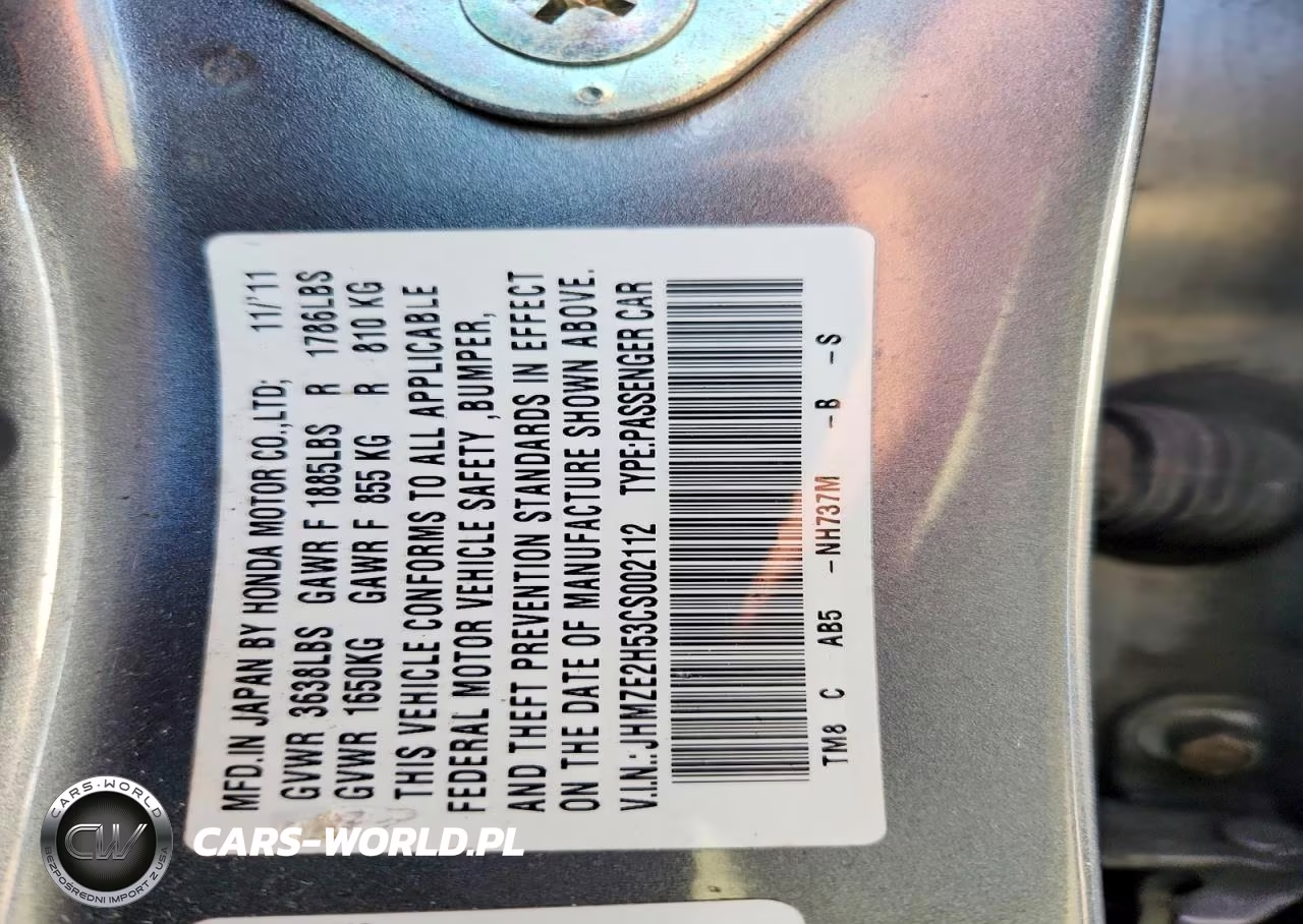 2012 Honda Insight Lx VIN:JHMZE2H53CS002112 - 12
