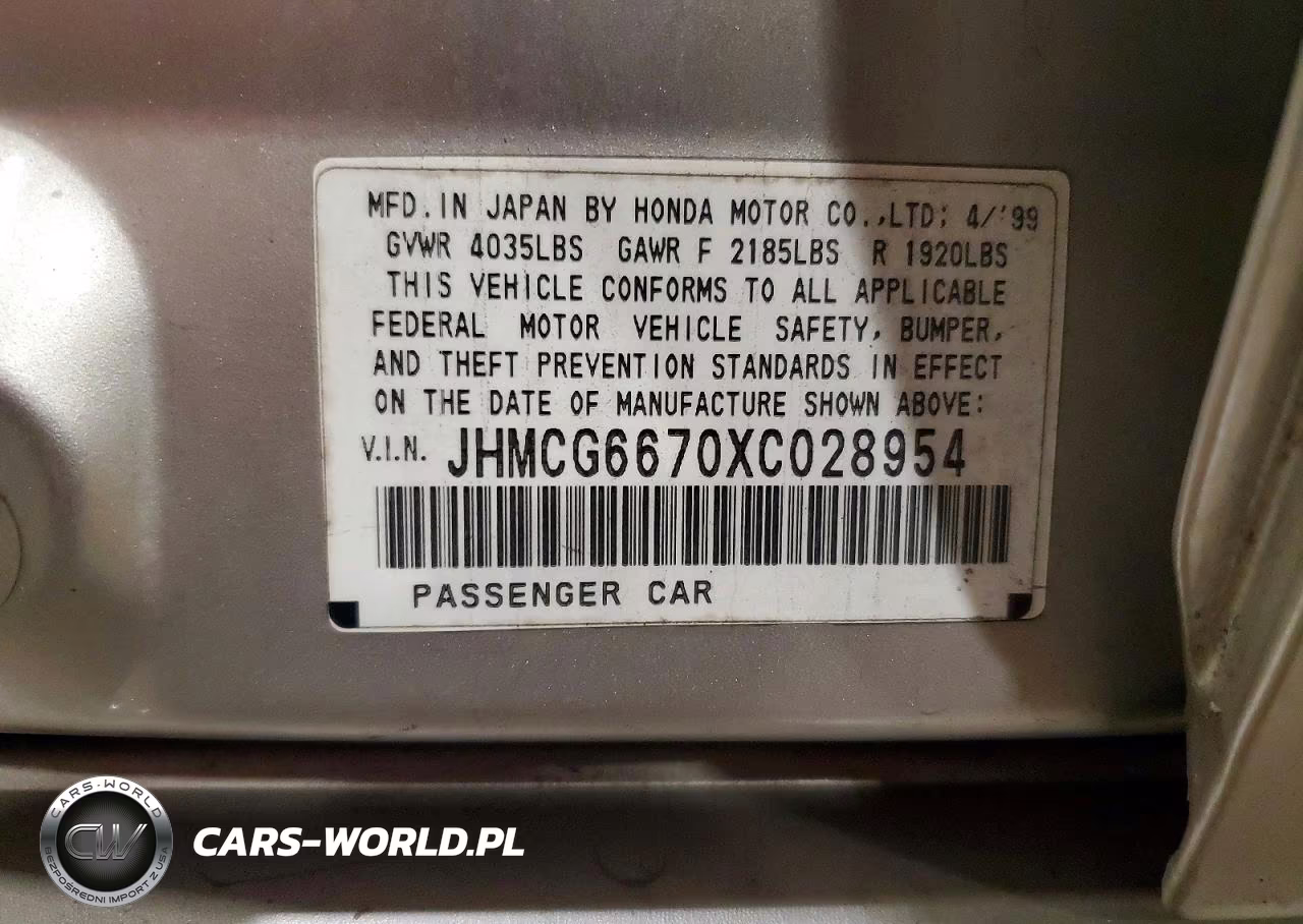 1999 Honda Accord Ex VIN:JHMCG6670XC028954 - 13