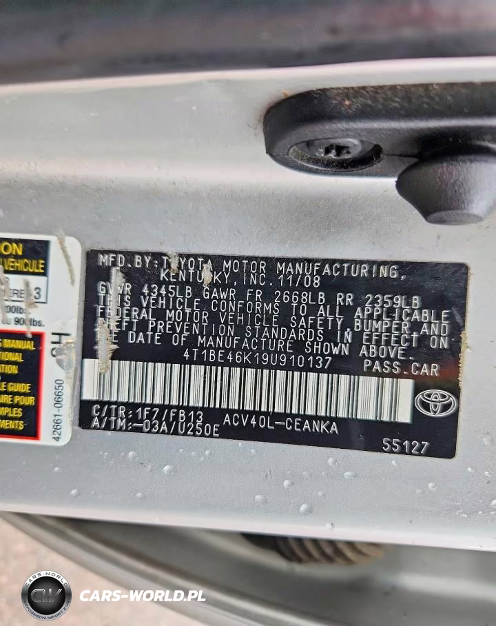 2009 Toyota Camry Le VIN:4T1BE46K19U910137 - 12