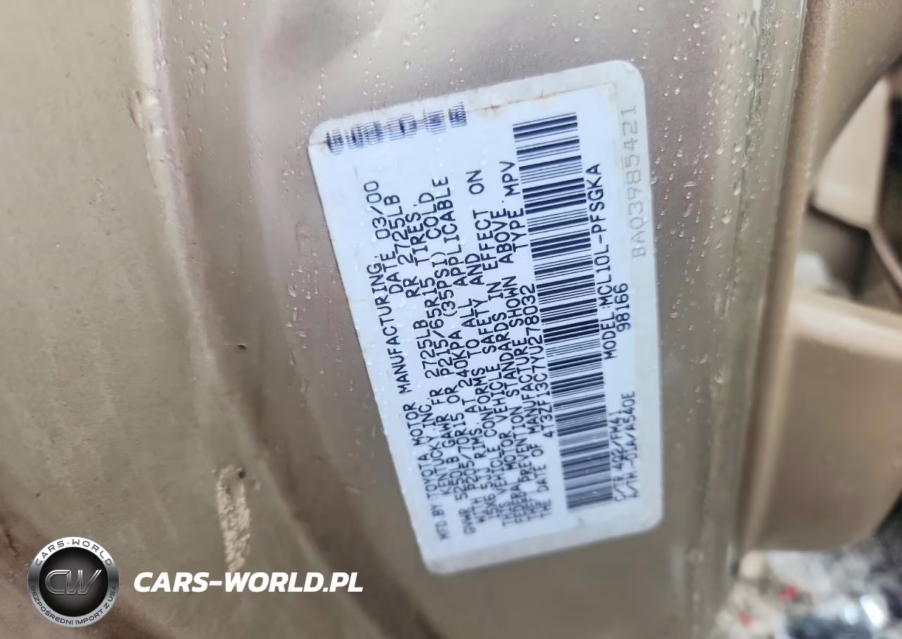 2000 Toyota Sienna Xle VIN:4T3ZF13C7YU278032 - 13