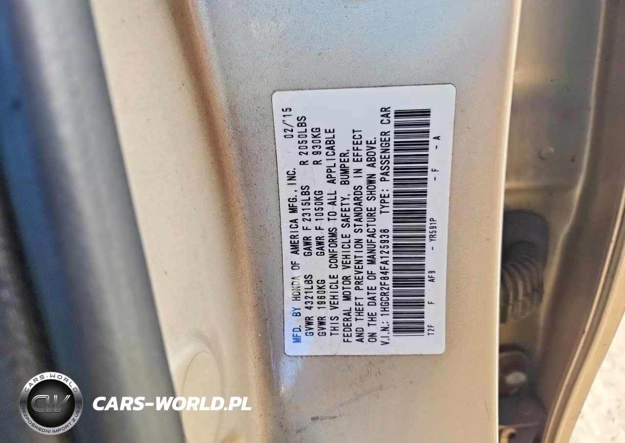 2015 Honda Accord Exl VIN:1HGCR2F84FA125938 - 12