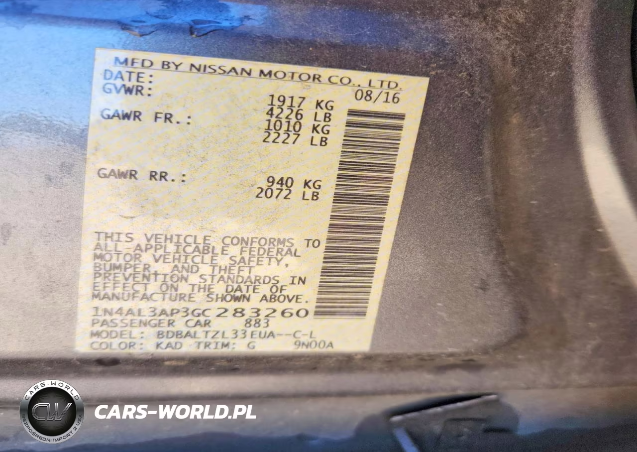 2016 Nissan Altima 2.5 Sl VIN:1N4AL3AP3GC283260 - 13