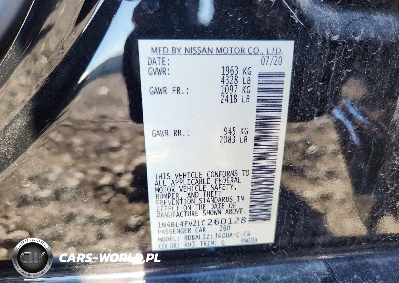 2020 Nissan Altima Sl VIN:1N4BL4EV2LC260128 - 12