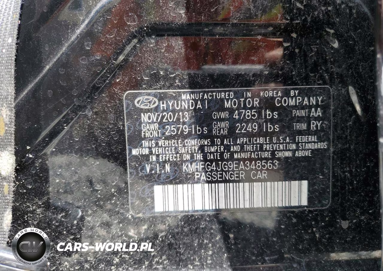 2014 Hyundai Azera VIN:KMHFG4JG9EA348563 - 12