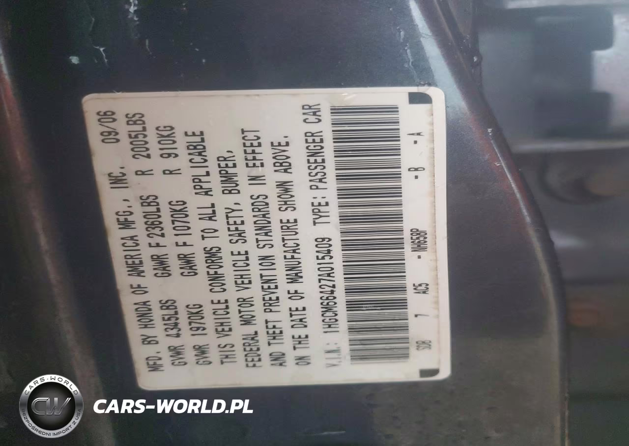 2007 Honda Accord Se VIN:1HGCM66427A015409 - 13