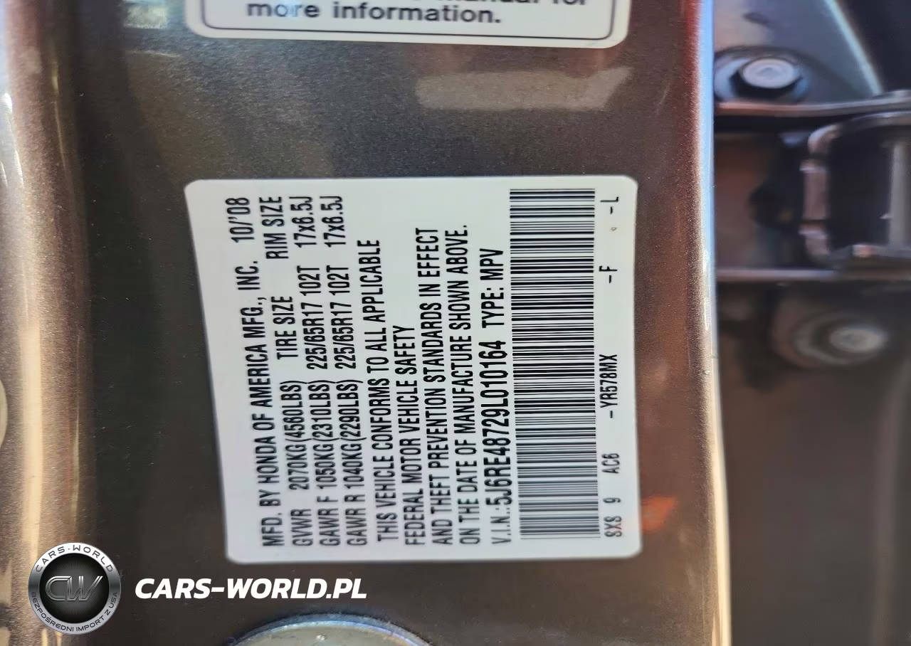 2009 Honda Cr-V Exl VIN:5J6RE48729L010164 - 13