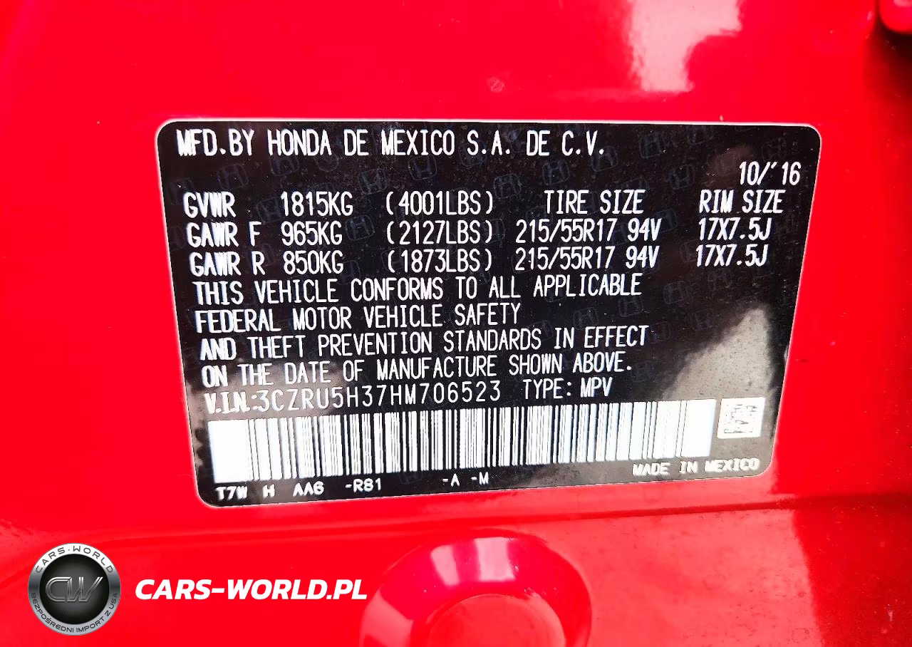 2017 Honda Hr-V Lx VIN:3CZRU5H37HM706523 - 14