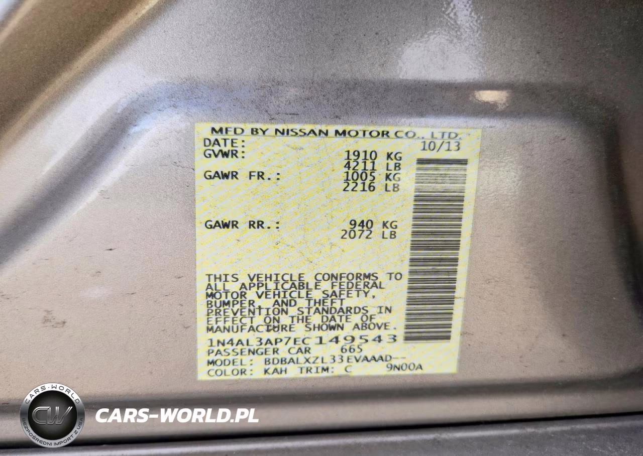 2014 Nissan Altima 2.5 Sl VIN:1N4AL3AP7EC149543 - 12