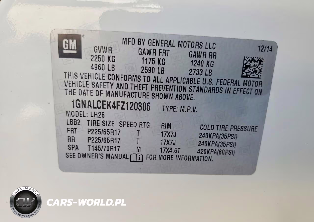 2015 Chevrolet Equinox Lt VIN:1GNALCEK4FZ120306 - 13