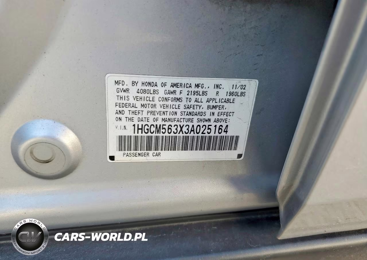 2003 Honda Accord Lx VIN:1HGCM563X3A025164 - 12