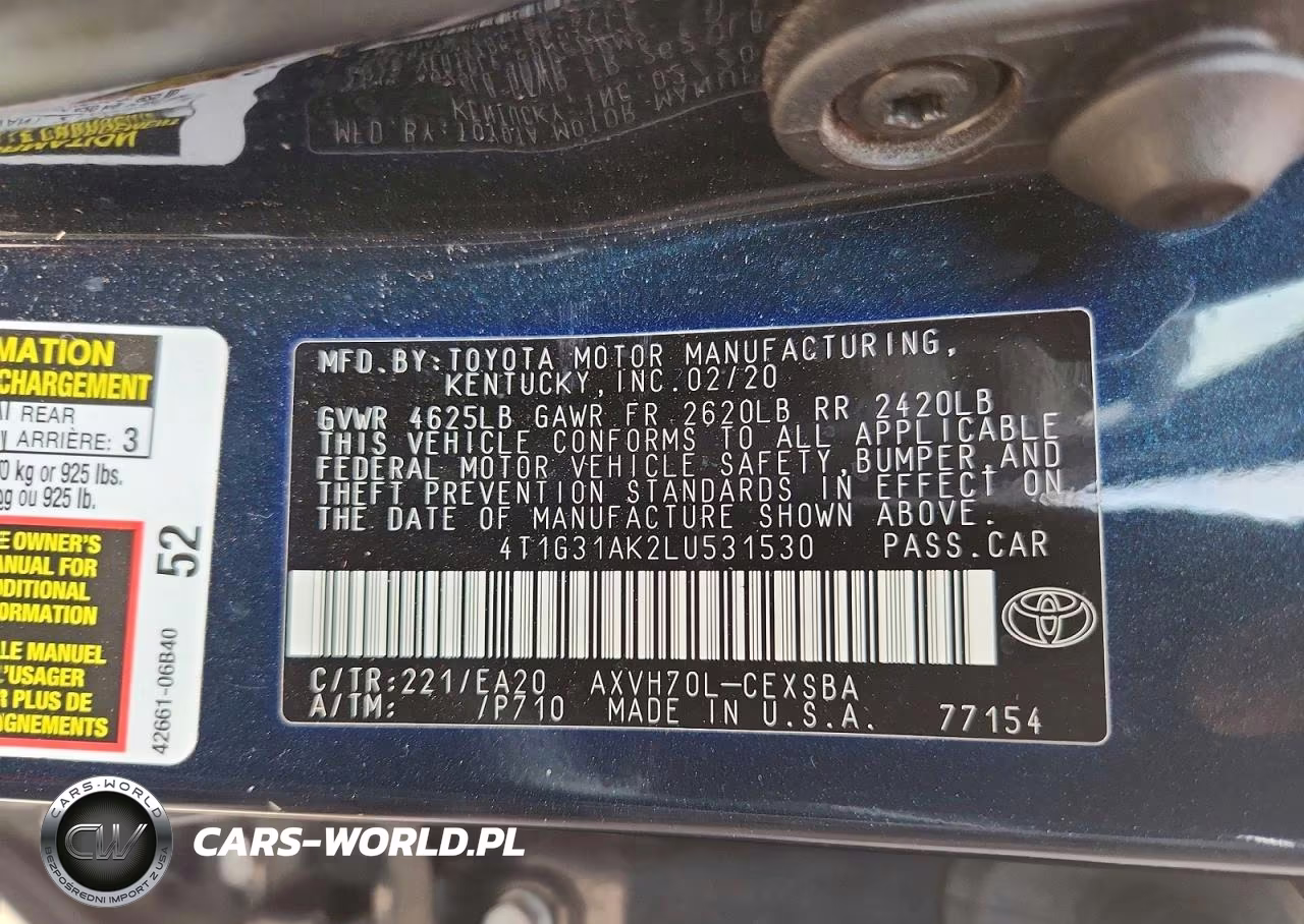 2020 Toyota Camry Se VIN:4T1G31AK2LU531530 - 13