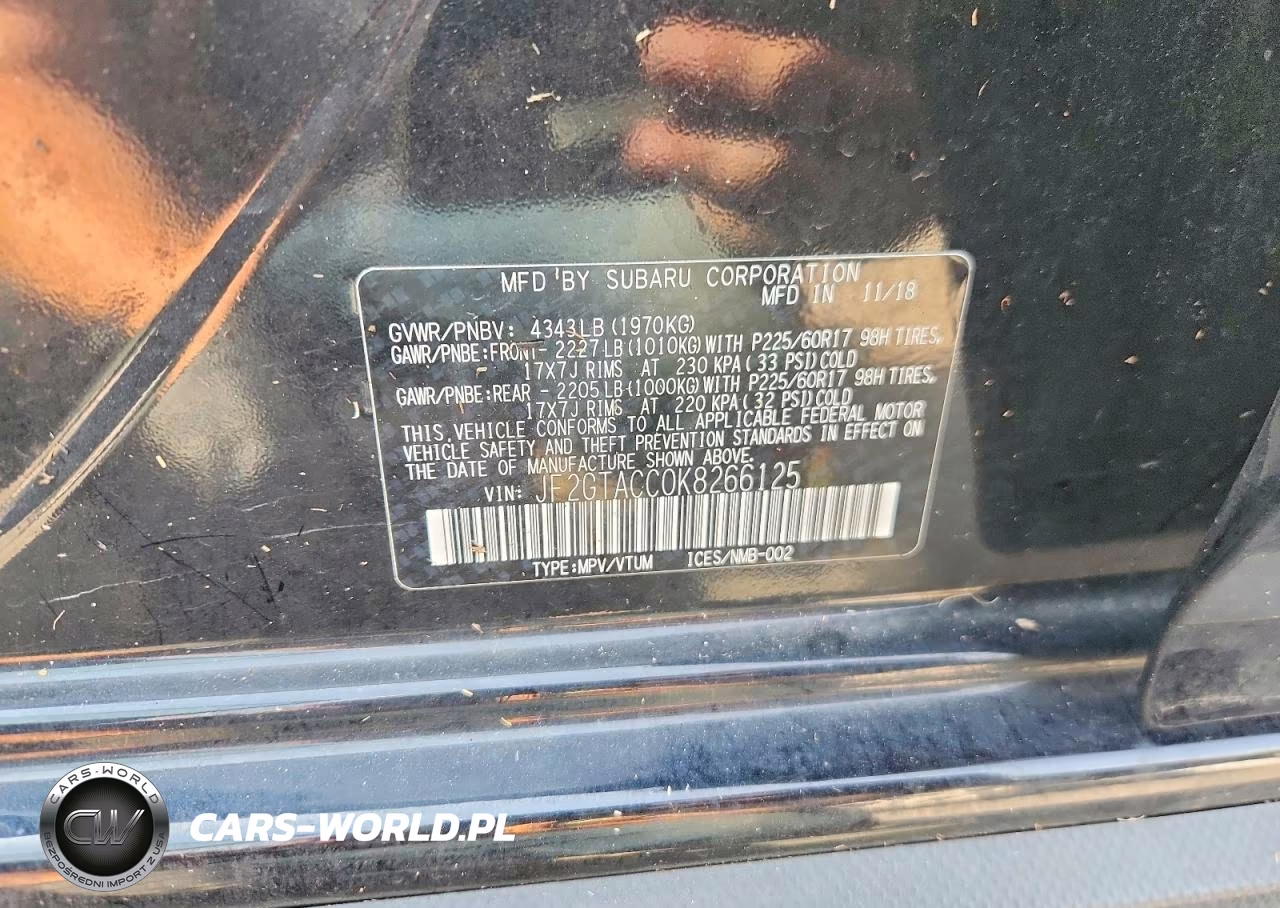 2019 Subaru Crosstrek Premium VIN:JF2GTACC0K8266125 - 14