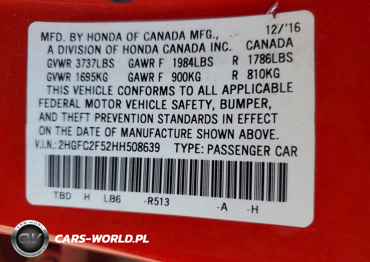 2017 Honda Civic Lx VIN:2HGFC2F52HH508639 - 13