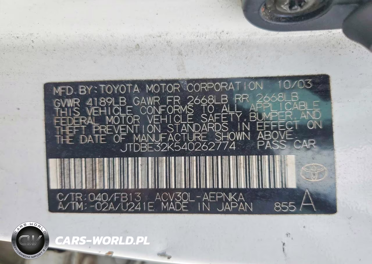 2004 Toyota Camry Le VIN:JTDBE32K540262774 - 13