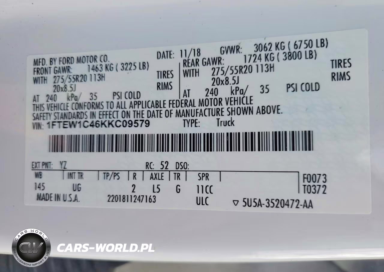 2019 Ford F150 Supercrew VIN:1FTEW1C46KKC09579 - 12