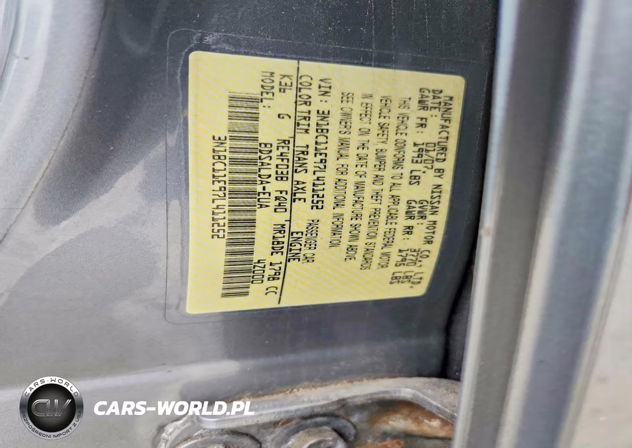 2007 Nissan Versa 1.8 S VIN:3N1BC11E97L411252 - 12