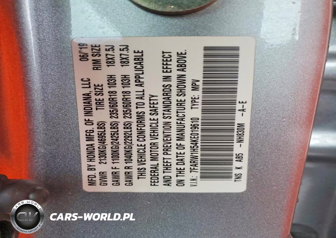 2019 Honda Cr-V Ex VIN:7FARW1H54KE019610 - 14