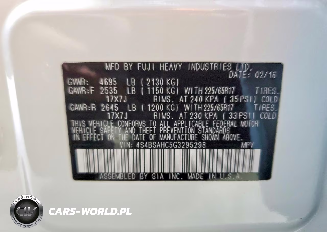 2016 Subaru Outback 2.5I Premium VIN:4S4BSAHC5G3295298 - 13