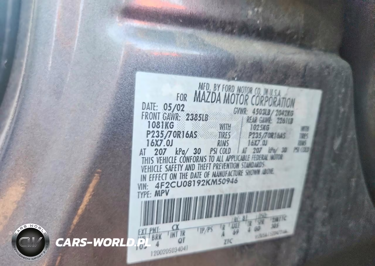 2002 Mazda Tribute VIN:4F2CU08192KM50946 - 13