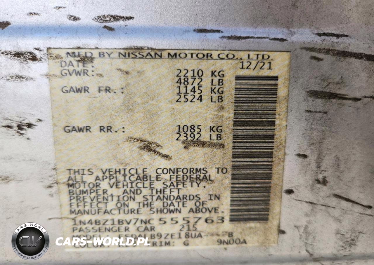 2022 Nissan Leaf S Plus VIN:1N4BZ1BV7NC555763 - 12