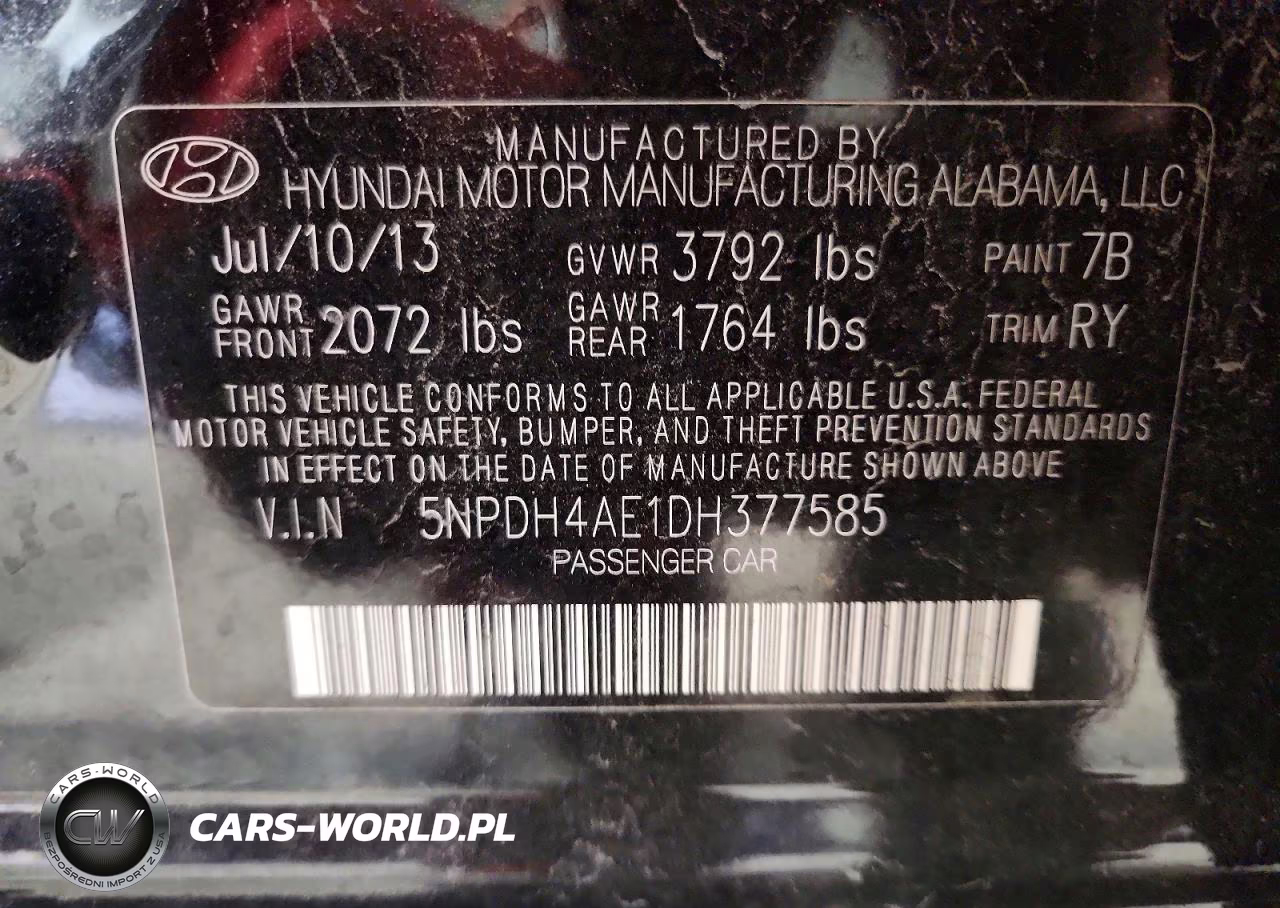 2013 Hyundai Elantra Limited VIN:5NPDH4AE1DH377585 - 13