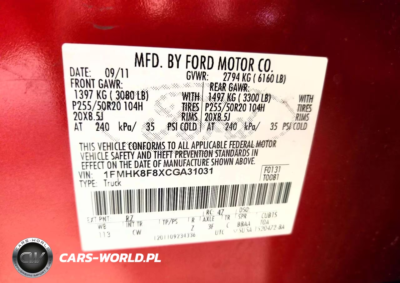 2012 Ford Explorer Limited VIN:1FMHK8F8XCGA31031 - 13