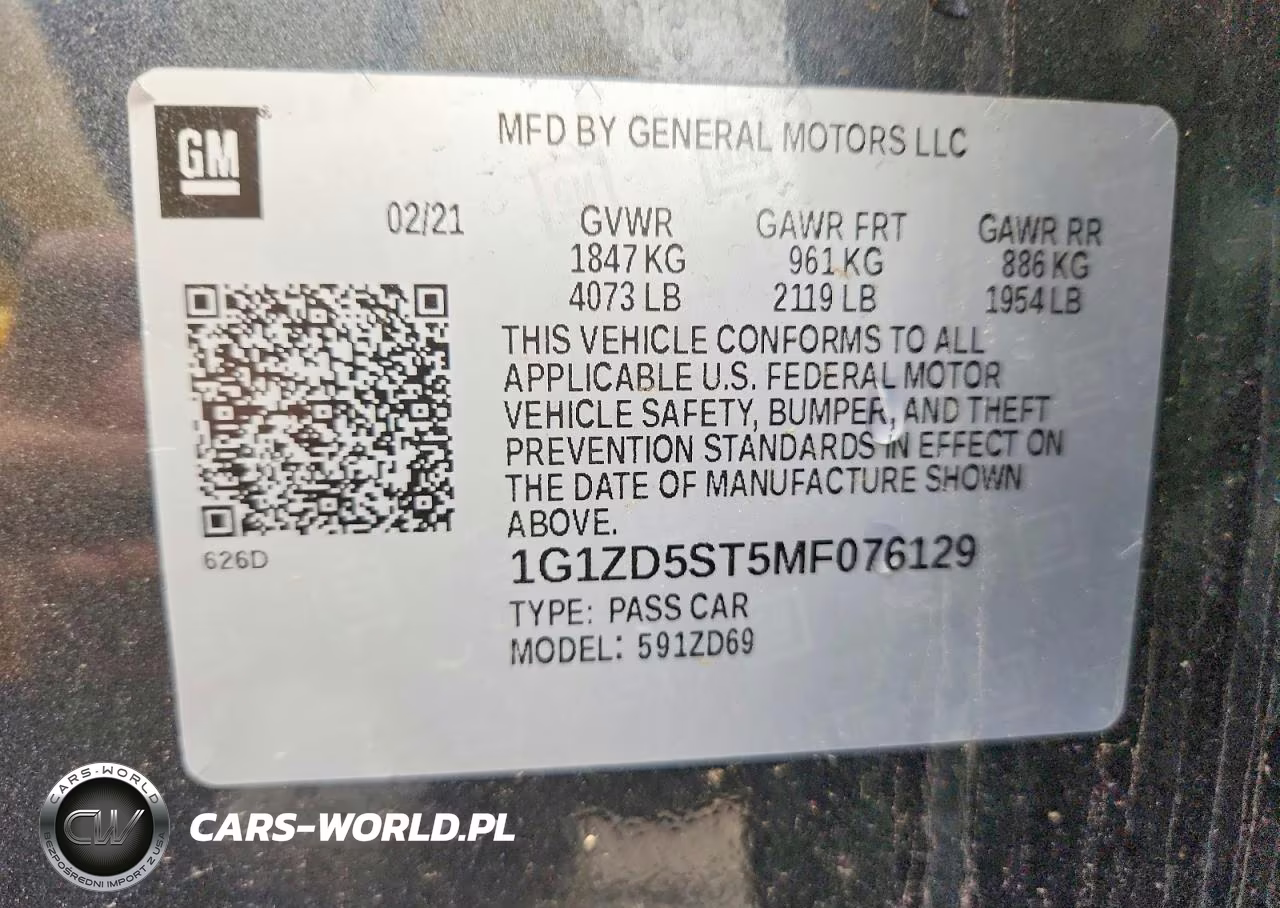 2021 Chevrolet Malibu Lt VIN:1G1ZD5ST5MF076129 - 12