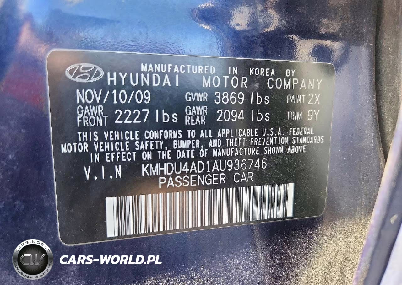 2010 Hyundai Elantra Base VIN:KMHDU4AD1AU936746 - 12