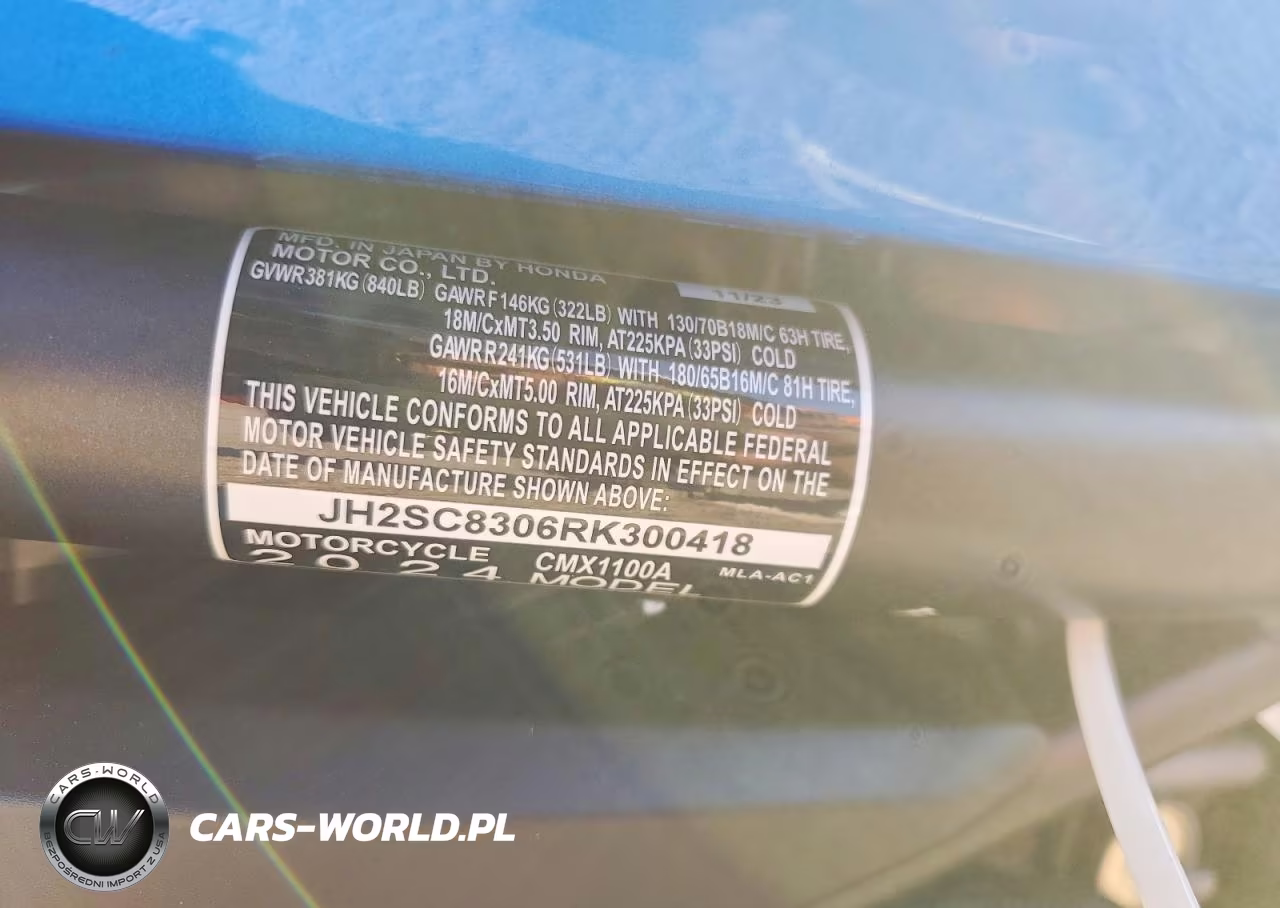 2024 Honda Cmx1100 A VIN:JH2SC8306RK300418 - 9