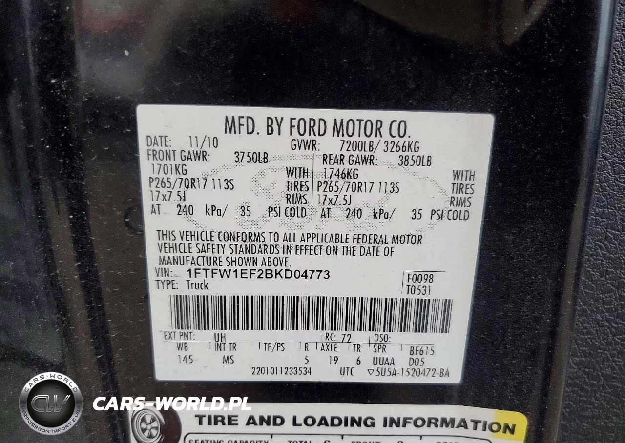 2011 Ford F150 Supercrew VIN:1FTFW1EF2BKD04773 - 12