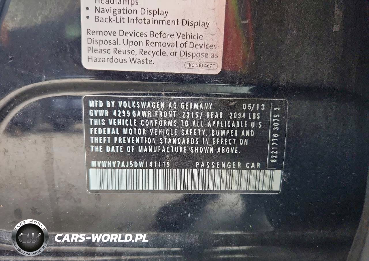 2013 Volkswagen Gti VIN:WVWHV7AJ5DW141119 - 12