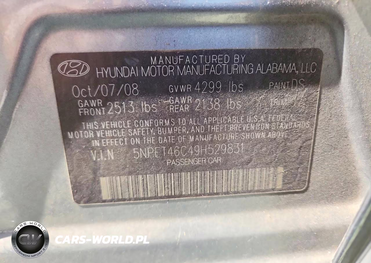 2009 Hyundai Sonata Gls VIN:5NPET46C49H529831 - 12