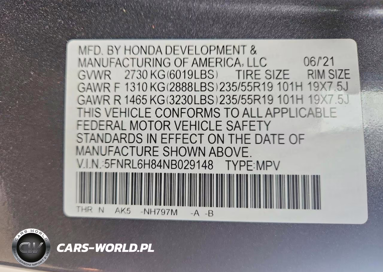 2022 Honda Odyssey Touring VIN:5FNRL6H84NB029148 - 14