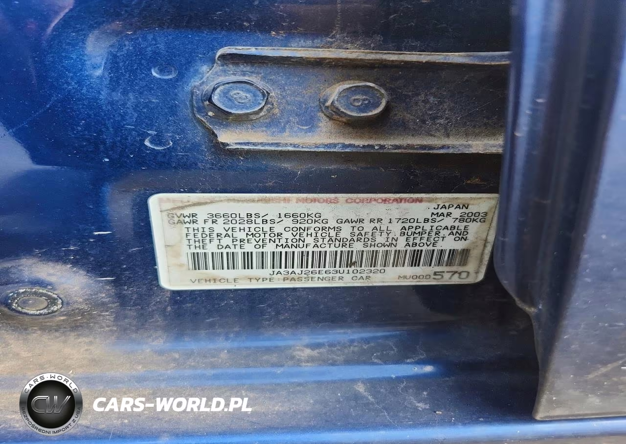 2003 Mitsubishi Lancer Es VIN:JA3AJ26E63U102320 - 12