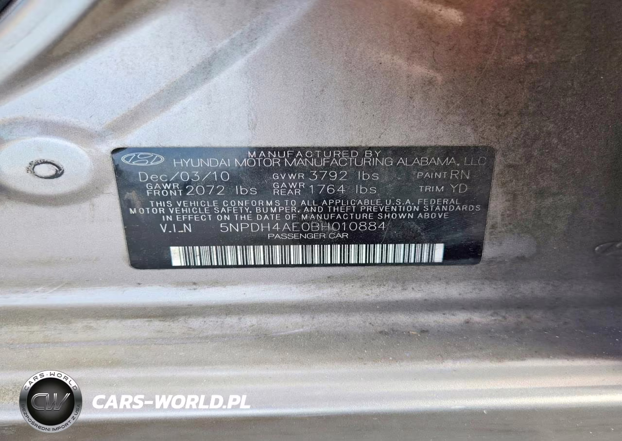 2011 Hyundai Elantra Limited VIN:5NPDH4AE0BH010884 - 12
