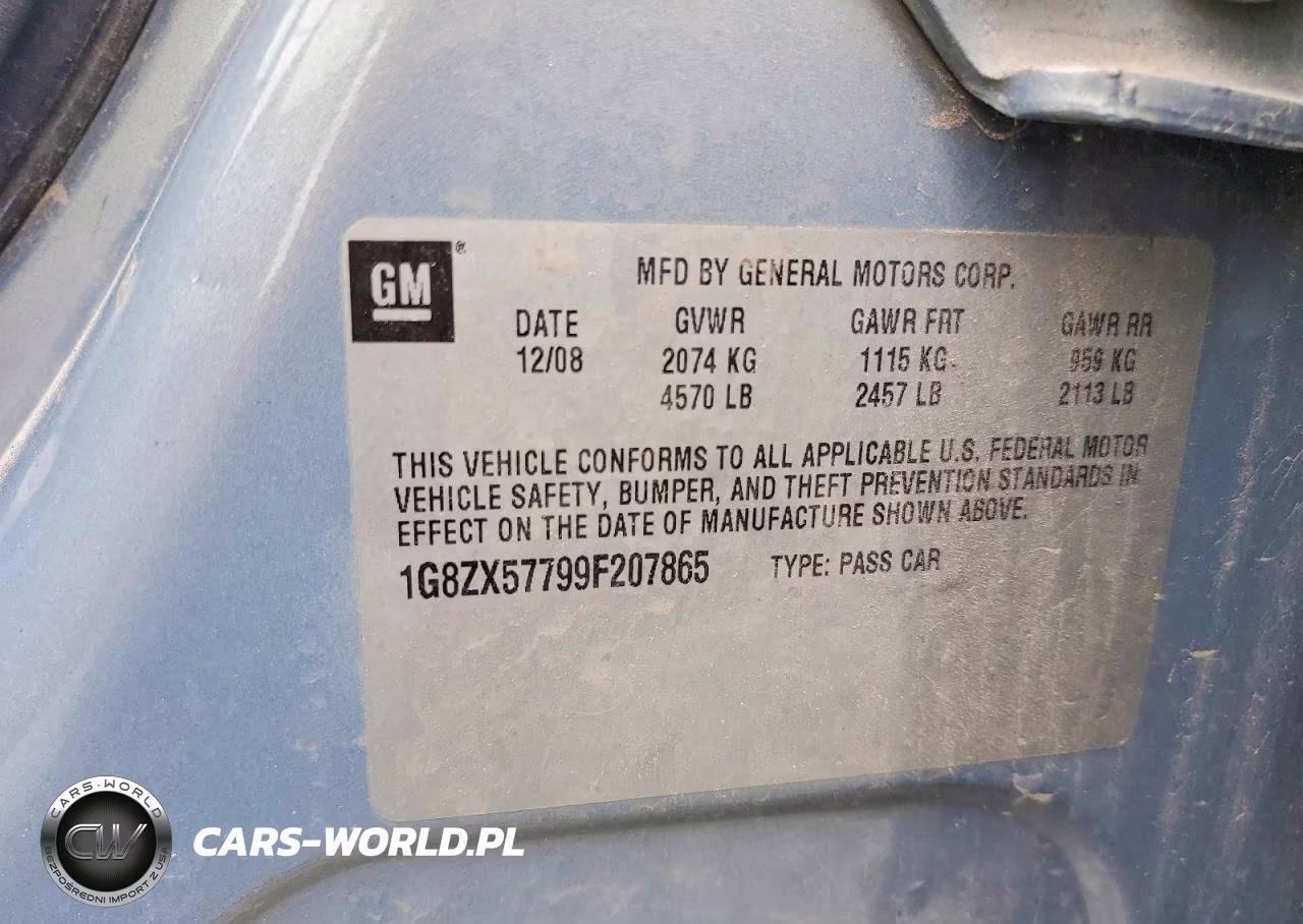 2009 Saturn Aura Xr VIN:1G8ZX57799F207865 - 12