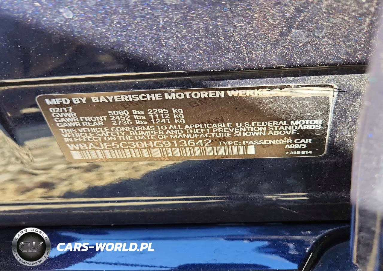 2017 BMW 540 I VIN:WBAJE5C30HG913642 - 12