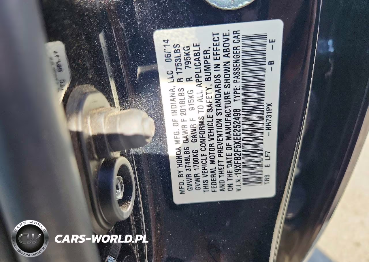 2014 Honda Civic Lx VIN:19XFB2F5XEE252498 - 12