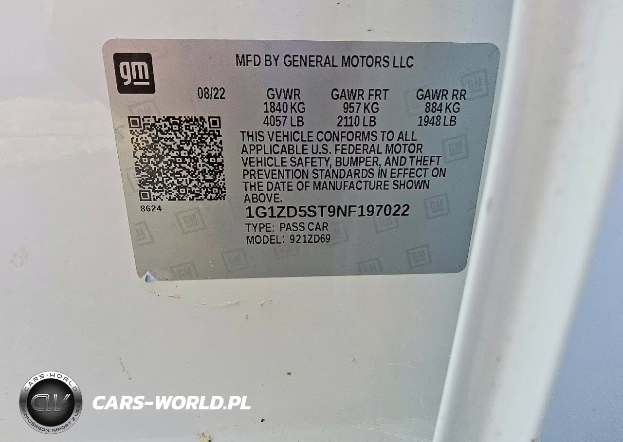 2022 Chevrolet Malibu Lt VIN:1G1ZD5ST9NF197022 - 12