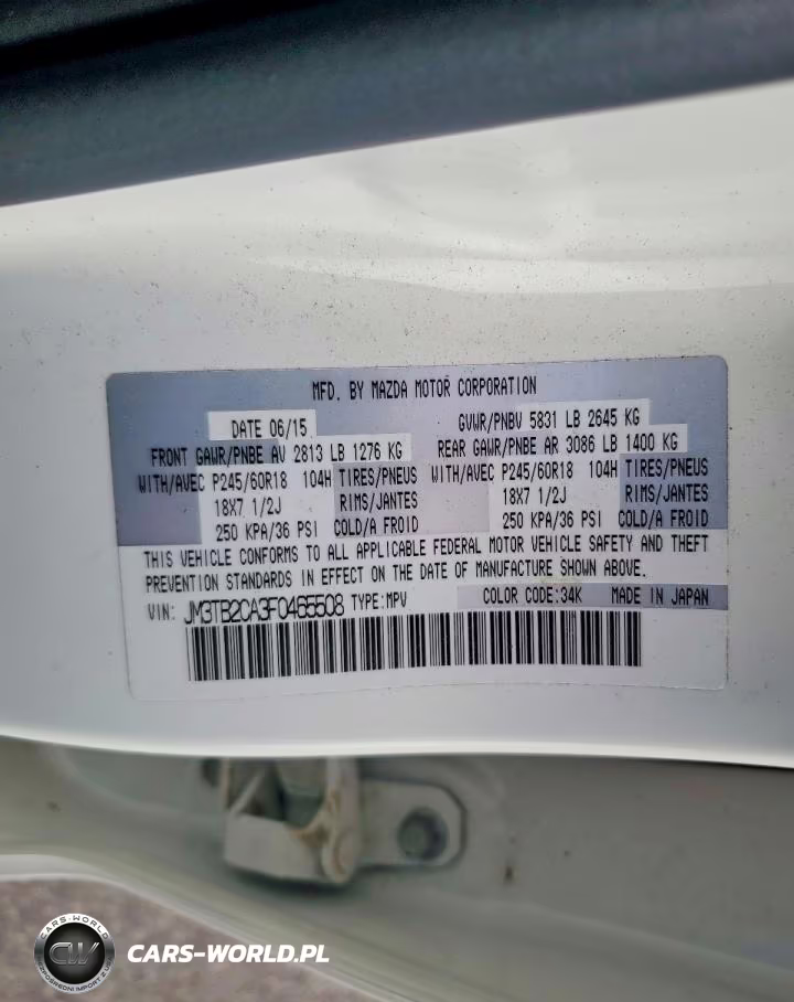 2015 Mazda Cx-9 Touring VIN:JM3TB2CA3F0465508 - 13