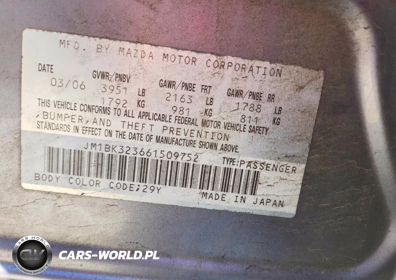 2006 Mazda 3 S VIN:JM1BK323661509752 - 12