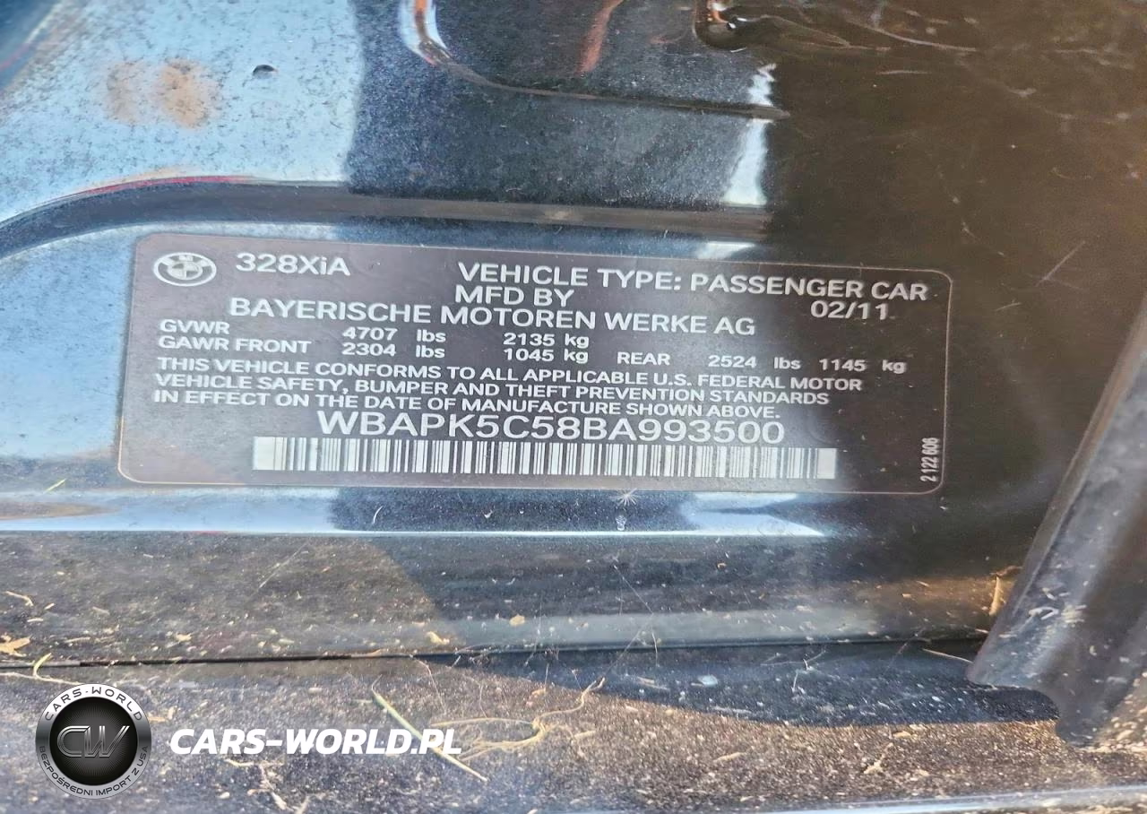 2011 BMW 328 Xi Sulev VIN:WBAPK5C58BA993500 - 12
