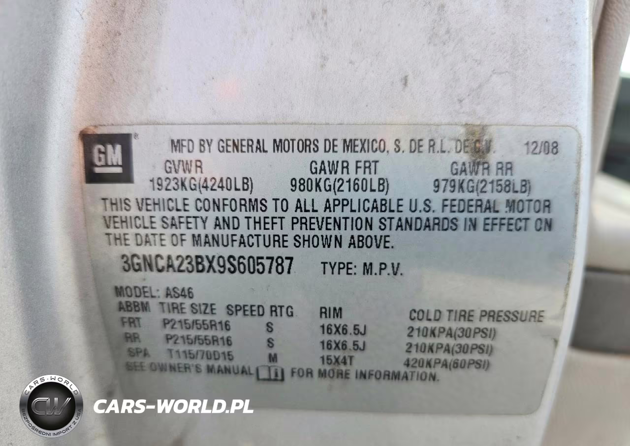 2009 Chevrolet Hhr Lt VIN:3GNCA23BX9S605787 - 13