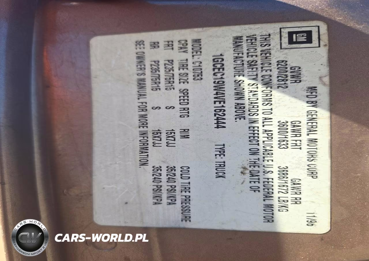 1997 Chevrolet Gmt-400 C1500 VIN:1GCEC19W4VE162444 - 12