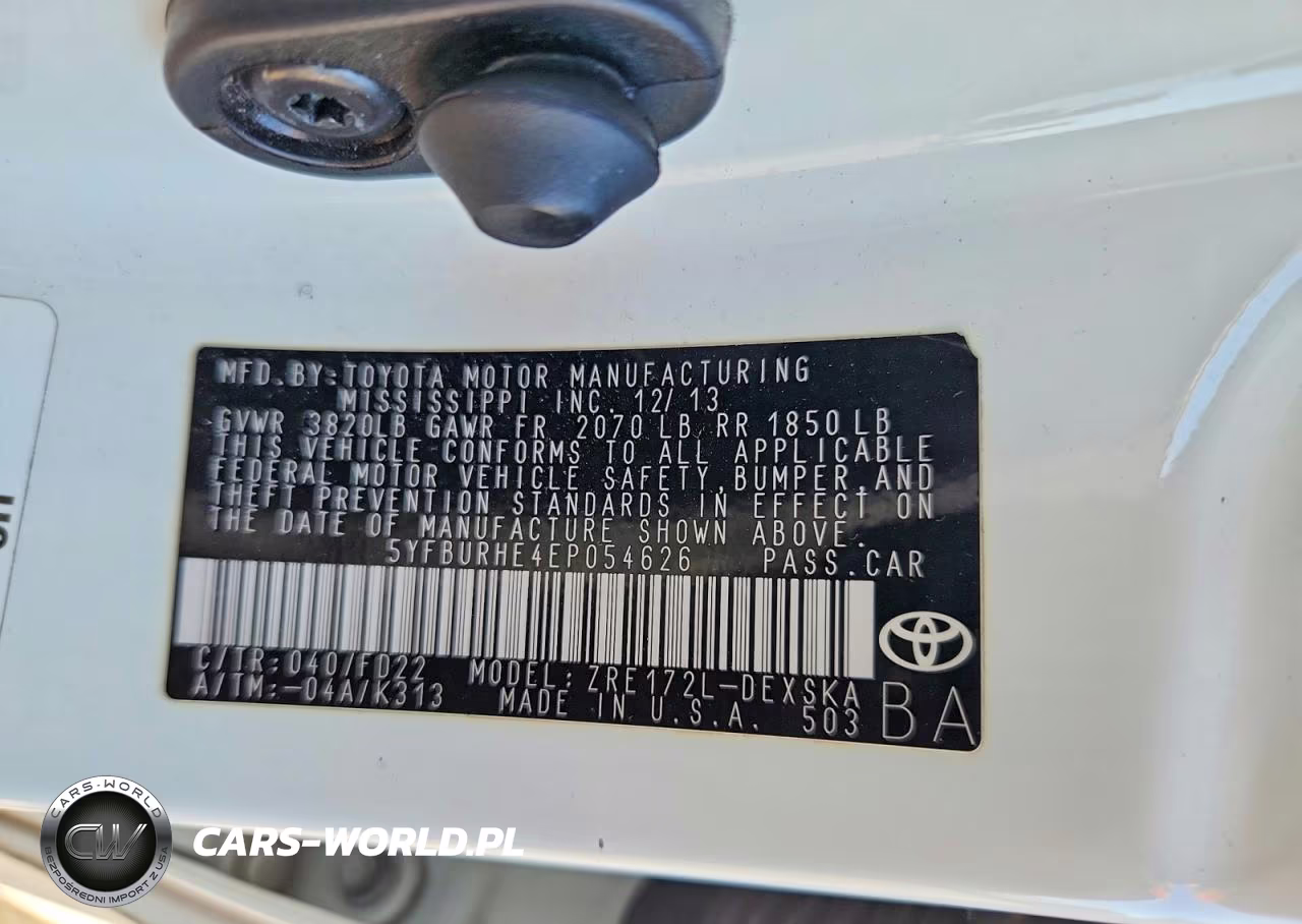 2014 Toyota Corolla S Plus VIN:5YFBURHE4EP054626 - 12