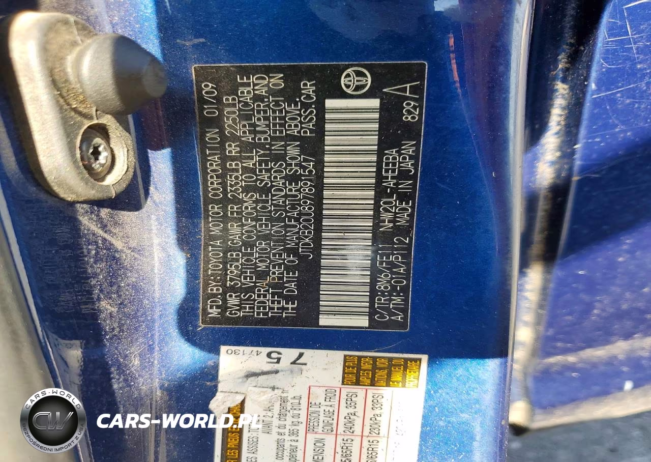 2009 Toyota Prius Base VIN:JTDKB20U897891547 - 12