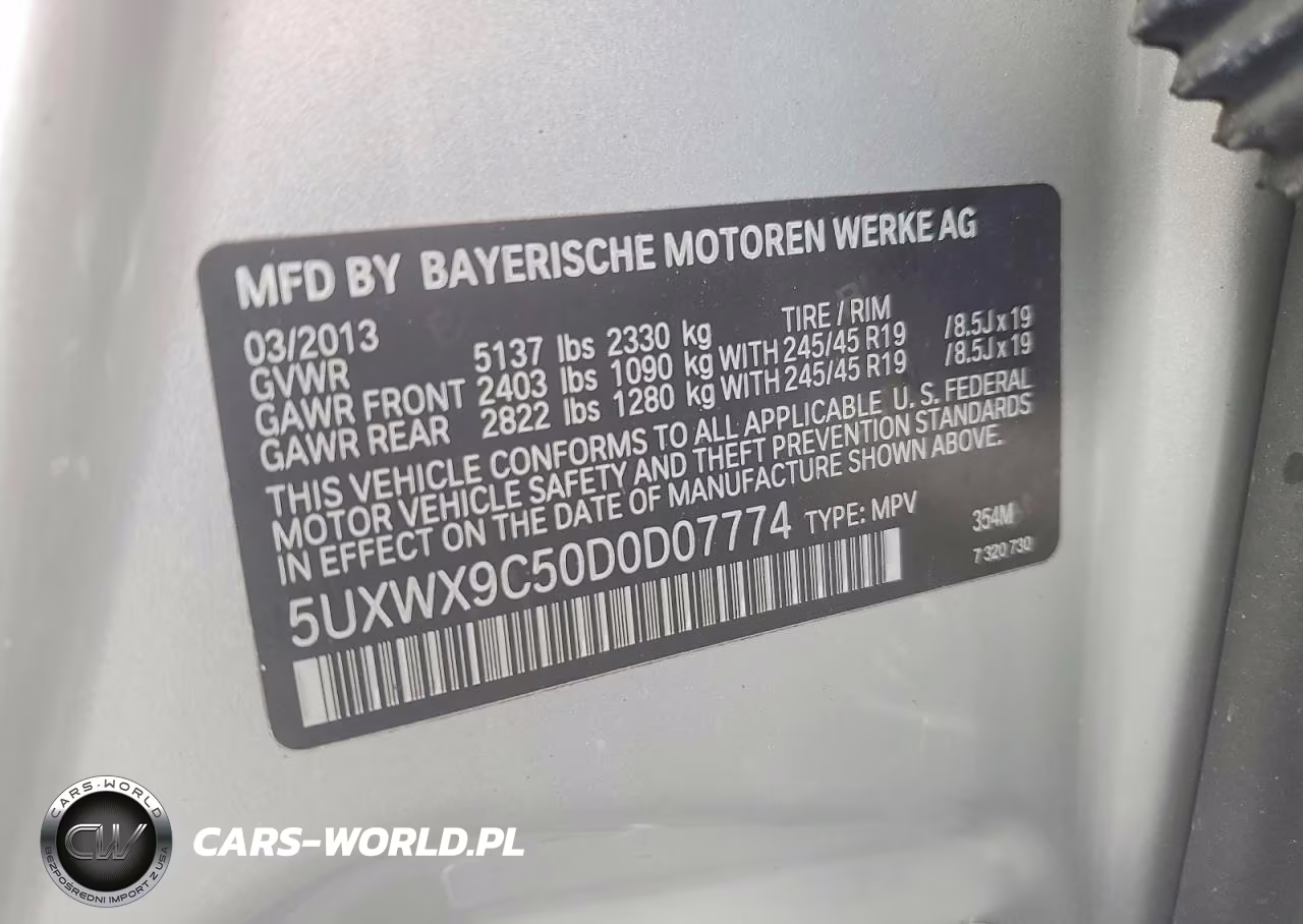 2013 BMW X3 xDrive28I VIN:5UXWX9C50D0D07774 - 13