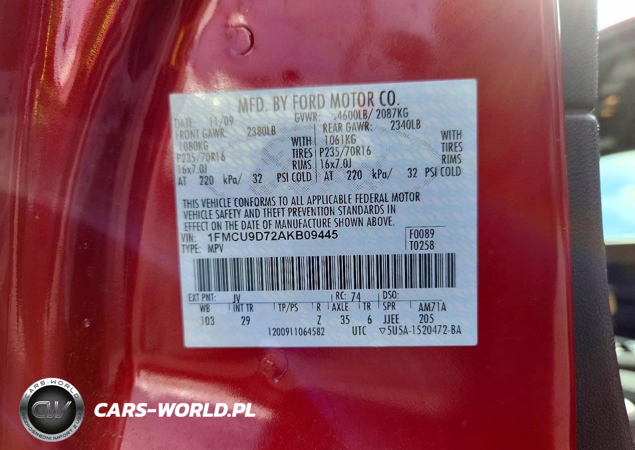 2010 Ford Escape Xlt VIN:1FMCU9D72AKB09445 - 13
