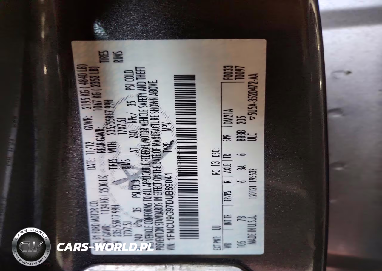2013 Ford Escape Se VIN:1FMCU9G97DUB89041 - 13